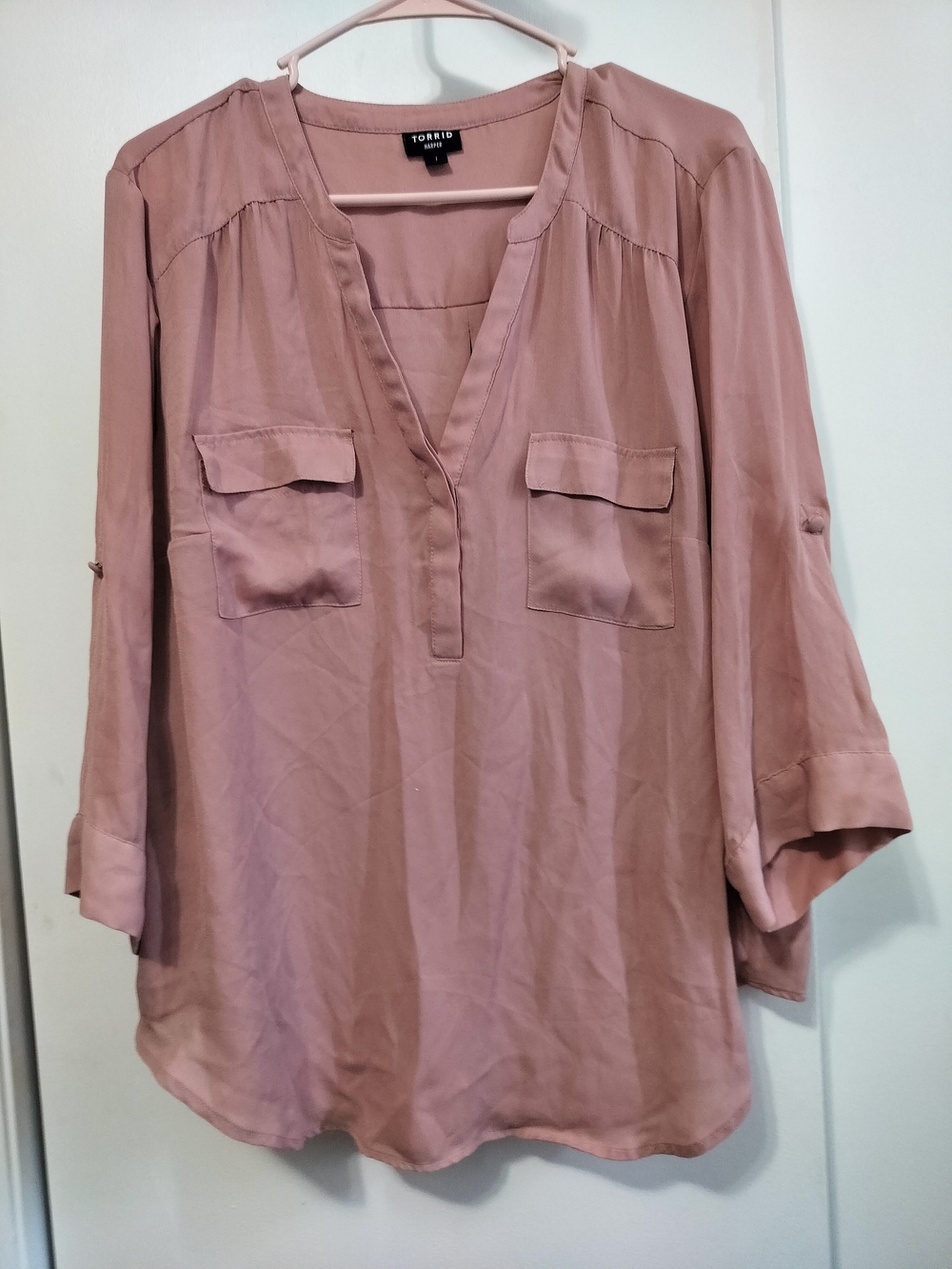 Torrid Dusty Rose V-Neck Tunic Blouse